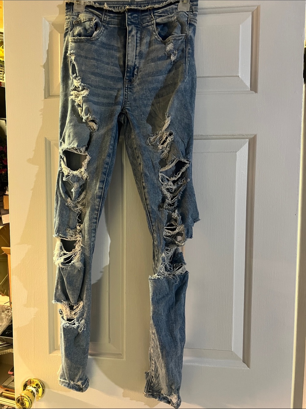 American Eagle Outfitters Distressed Light Blue Skinny Jeggings